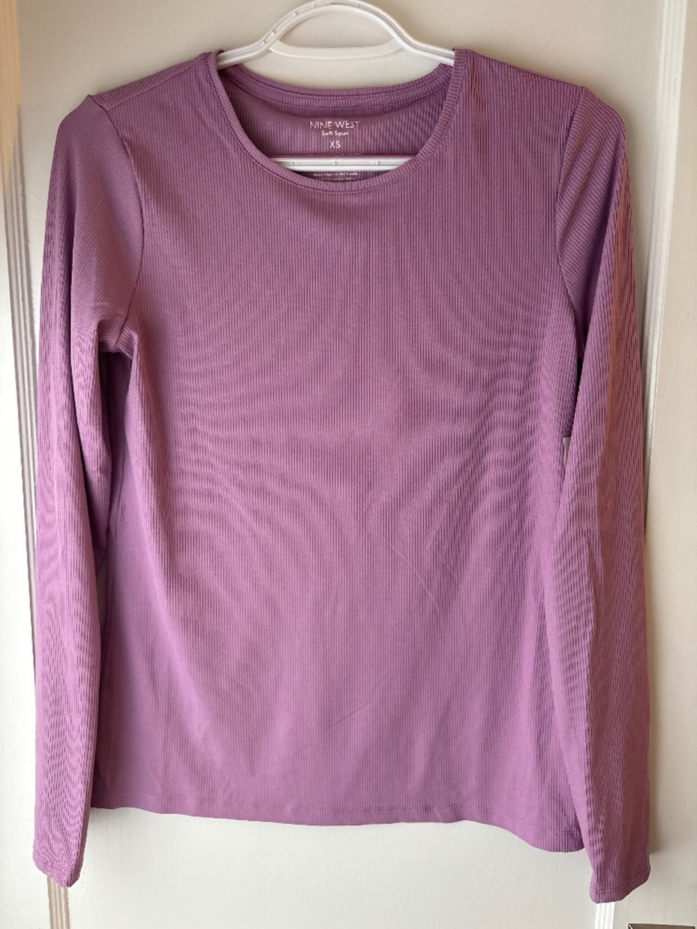 Nine West Soft Spun Long Sleeve Crewneck Tee, Light Purple, Sz XSP, NWT